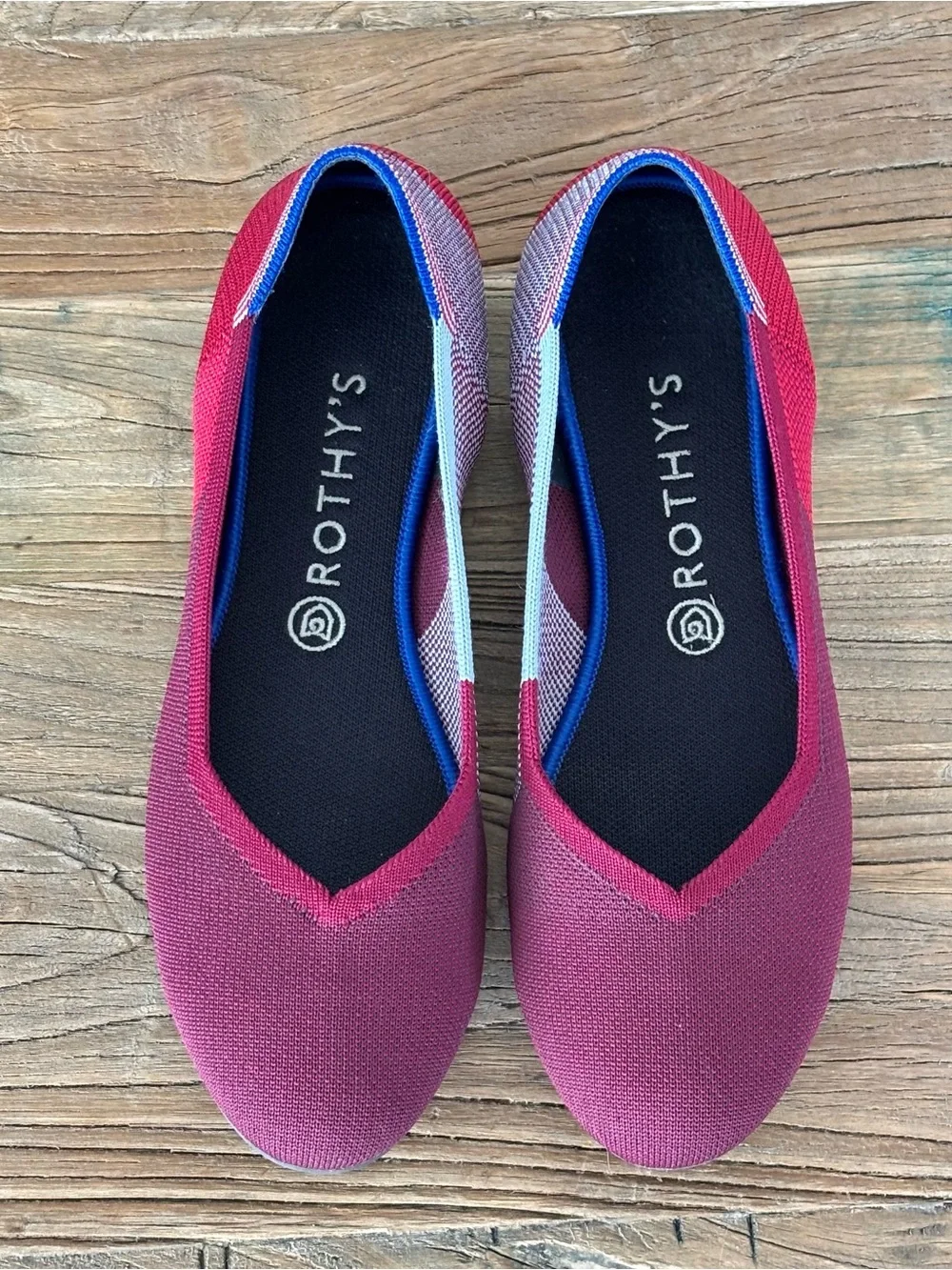 Rothy’s Limited Edition Berry Colorblock Round Toe Flats Women's Size 10.5
